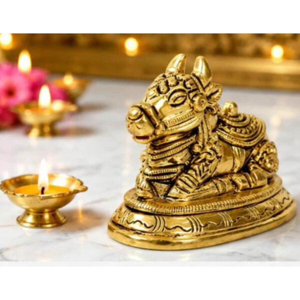 Pure Premium Brass Nandi Statue | Antique Finish Lord Shiva Nandi Idol for Pooja Room, Home Temple