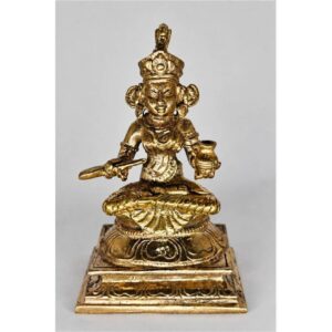Panchaloga Annapoorani Devi Statue -4x2.5inch Handcrafted Goddess Annapurna Idol with Ladle & Pot for Kitchen, Home Temple & Prosperity