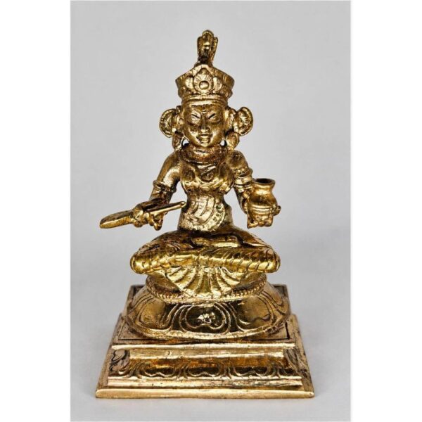Panchaloga Annapoorani Devi Statue -4x2.5inch Handcrafted Goddess Annapurna Idol with Ladle & Pot for Kitchen, Home Temple & Prosperity