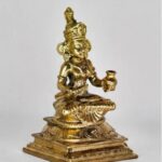 Panchaloga Annapoorani Devi Statue -4x2.5inch Handcrafted Goddess Annapurna Idol with Ladle & Pot for Kitchen, Home Temple & Prosperity