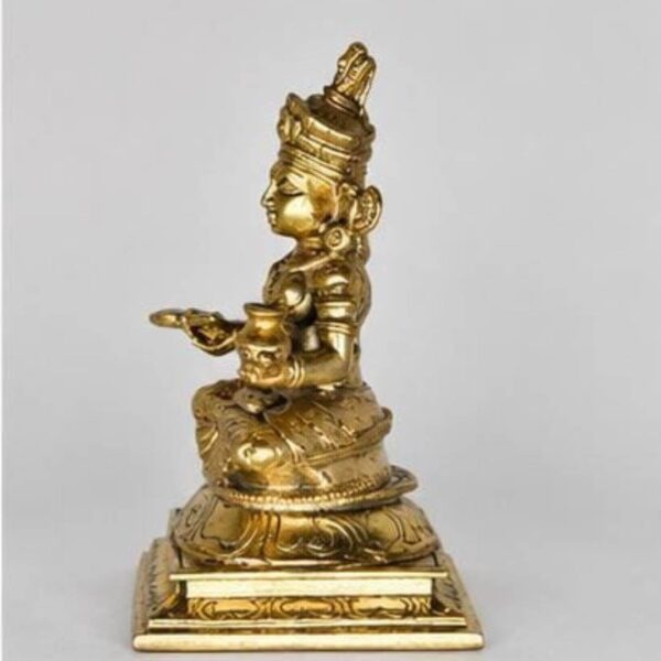 Panchaloga Annapoorani Devi Statue -4x2.5inch Handcrafted Goddess Annapurna Idol with Ladle & Pot for Kitchen, Home Temple & Prosperity