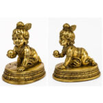 Premium Brass Baby Krishna (Bal Krishna) Idol – 4 x 4inch Antique Finish | Decorative Pooja Statue