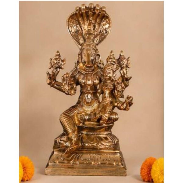 Pure Brass Sri Hayagreeva & Lakshmi Idol – Premium Antique Brass Finish