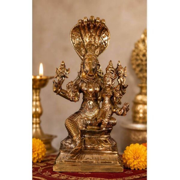 Pure Brass Sri Hayagreeva & Lakshmi Idol – Premium Antique Brass Finish